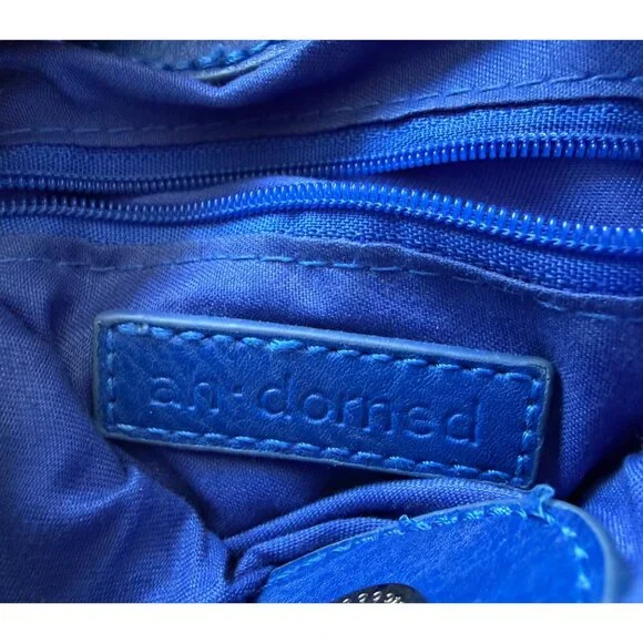 Ah-Dorned Blue Leather Animal Print Strap Crossbody Bag - Picture 7 of 9